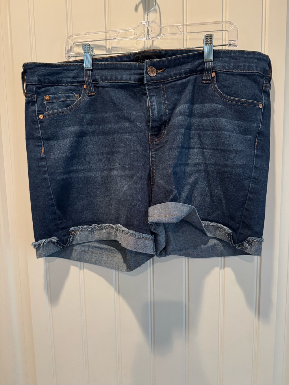 Celebrity Pink Dark Blue Denim Roll-Cuff Shorts